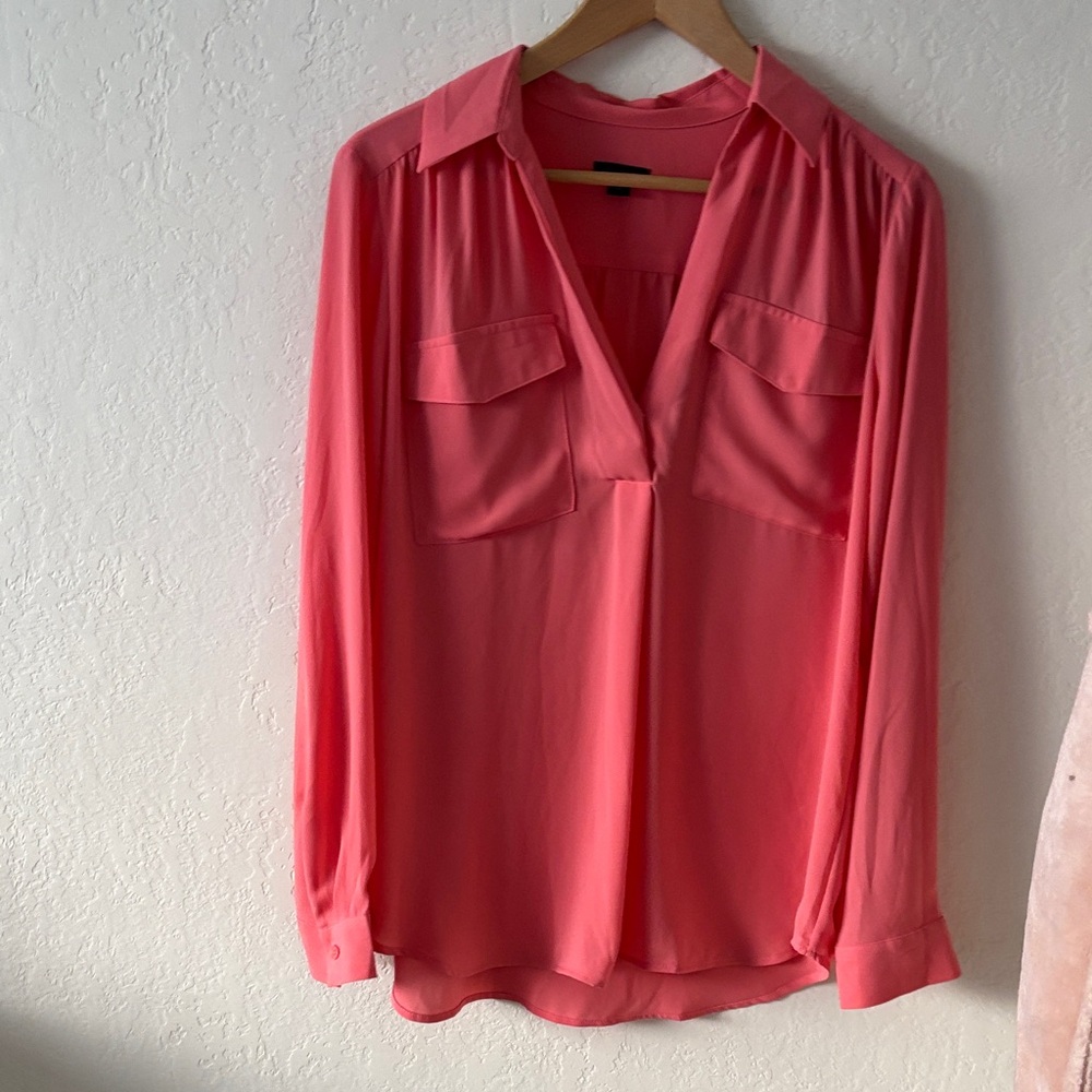 Ann Taylor Vibrant Pink Blouse Size M